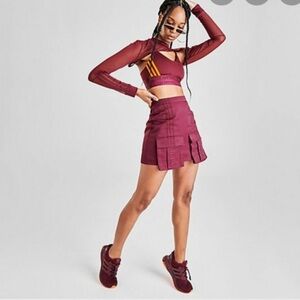 IVY PARK adidas Maroon cargo mini Skirt w/snap Button down closure street wear